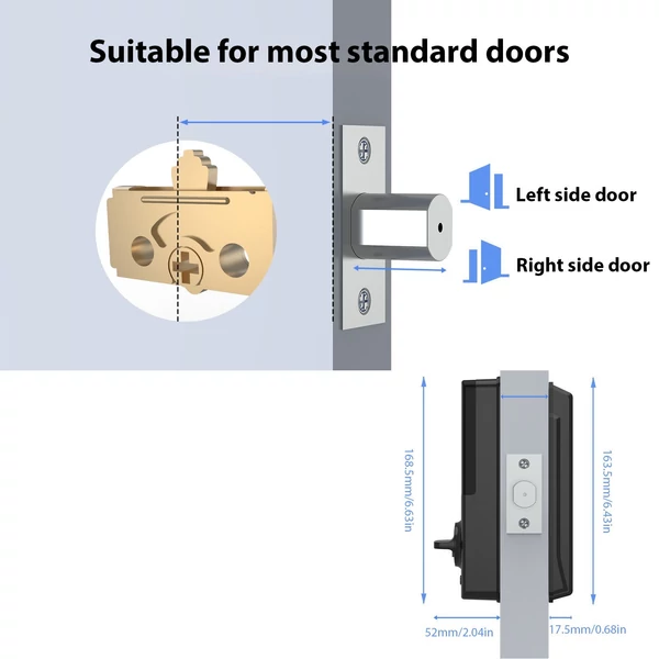 Smart Lock érintőképernyős kulcs nélküli bejárati ajtózár, WiFi TY APP