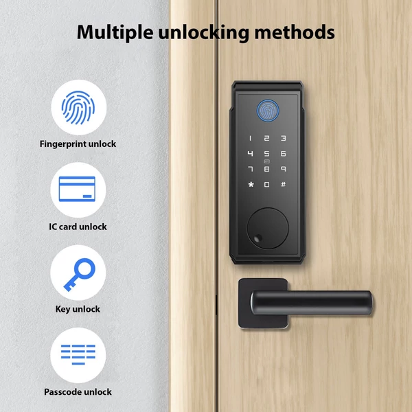 Smart Lock érintőképernyős kulcs nélküli bejárati ajtózár, WiFi TY APP