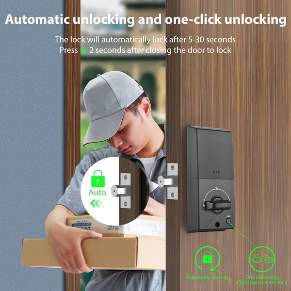 Smart Lock érintőképernyős kulcs nélküli bejárati ajtózár, WiFi TY APP