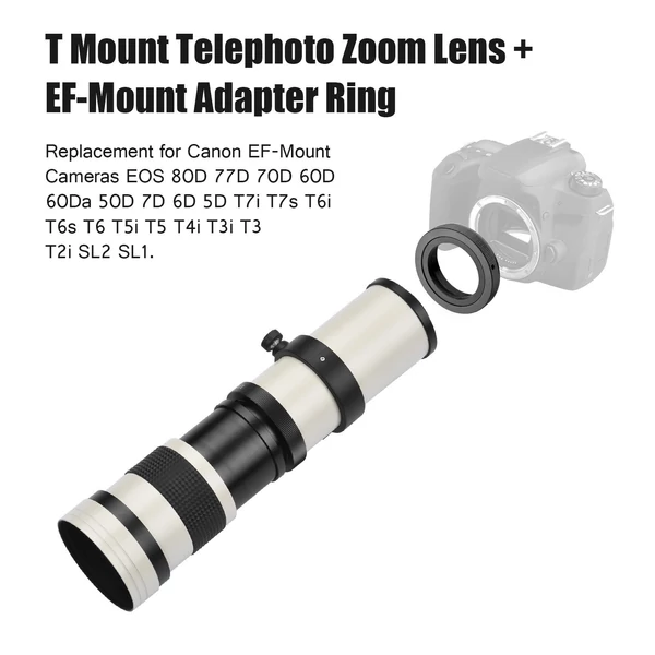 Fényképezőgép MF szuper teleobjektív F/8.3-16 420-800 mm T rögzítés adaptergyűrűvel - Fehér