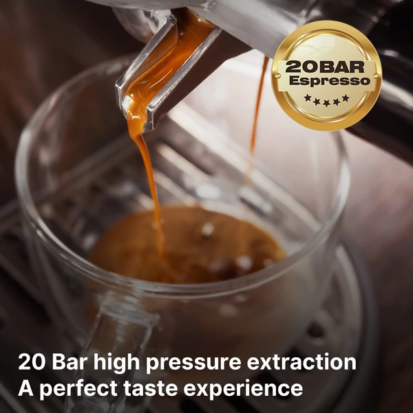 HiBREW H10B eszpresszó kávéfőző, 20 bar extrakciós nyomás, félautomata - Ezüst