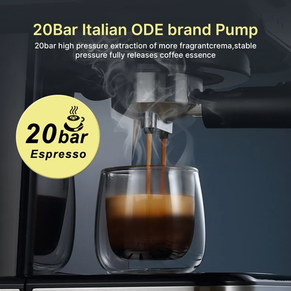 HiBREW H5 1050 W kávéfőző, 20 bar-os félautomata cappuccino eszpresszó kávéfőző - Ezüst