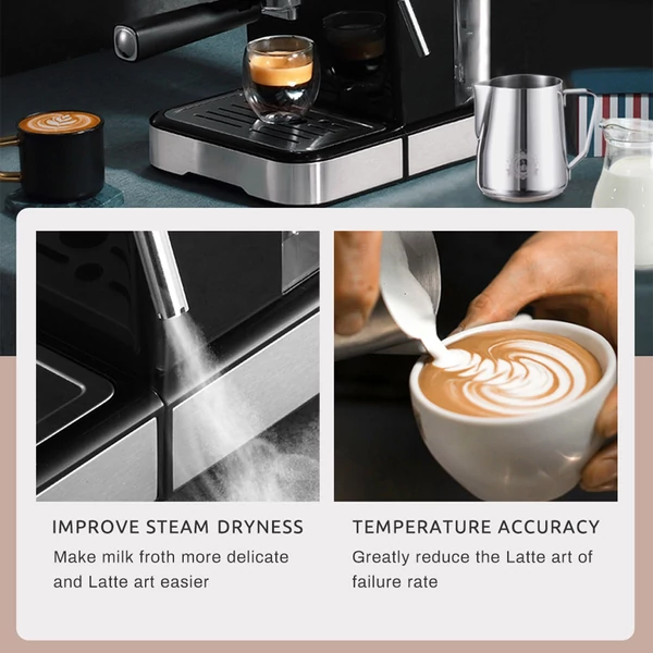 HiBREW H5 1050 W kávéfőző, 20 bar-os félautomata cappuccino eszpresszó kávéfőző - Ezüst