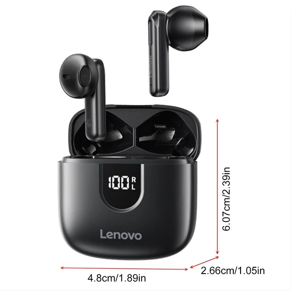 Lenovo EA120 félig fülbe helyezhető vezeték nélküli fülhallgató intelligens zajszűréssel - Fekete