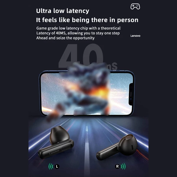 Lenovo EA120 félig fülbe helyezhető vezeték nélküli fülhallgató intelligens zajszűréssel - Fekete