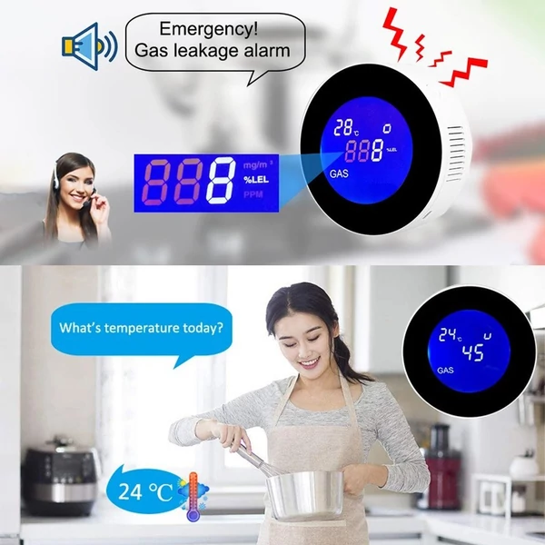 WiFi földgázszivárgás érzékelő otthonra, gázriasztó és monitor LCD kijelzővel (1 csomag)