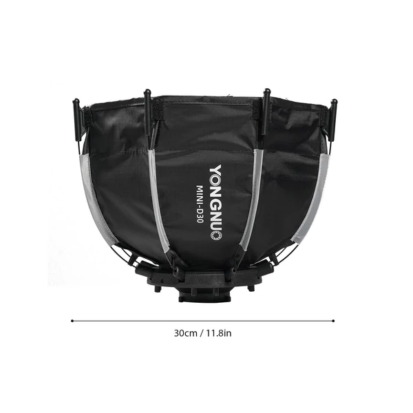 YONGNUO mini-D30 30 cm-es mini nyolcszögletű Softbox eltávolítható diffúzorszövet méhsejt rácsos tárolótáskával