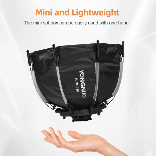 YONGNUO mini-D30 30 cm-es mini nyolcszögletű Softbox eltávolítható diffúzorszövet méhsejt rácsos tárolótáskával