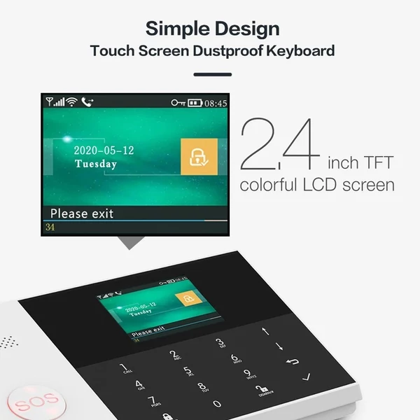Intelligens riasztórendszer otthoni biztonsághoz APP vezérléssel, 24 hüvelykes TFT LCD kijelzővel