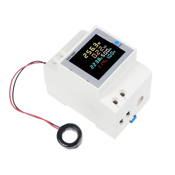 6 az 1-ben digitális, egyfázisú energiamérő teszter, Din-sínes váltóáramú monitor - D52-2065, AC 250V~450V