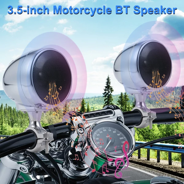 SPK350 3,5 hüvelykes vízálló, BT motorkerékpár hangszóró kettős 15 W-os hangszóróval, 300 W csúcsteljesítmény - Ezüst