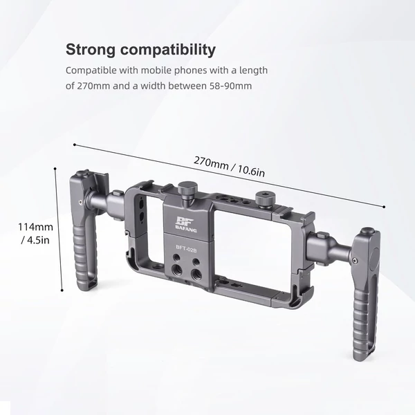 BAFANG BFT-02B univerzális telefontartó, hordozható telefon videorögzítő készlet, kézi okostelefon stabilizátortartó - Szürke