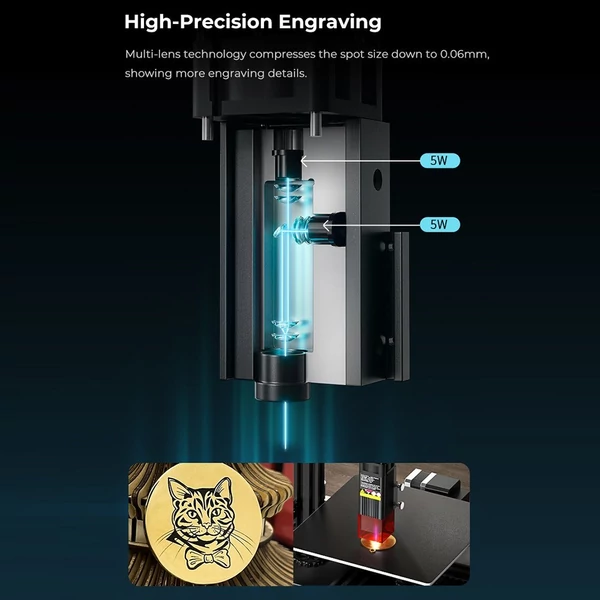 Creality 3D nyomtató lézermodul, 10 W teljesítmény, 0,06 nagy pontosságú, 455 nm-es gravírozás vezérlődobozzal