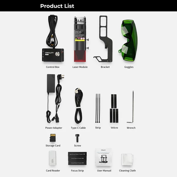 Creality 3D nyomtató lézermodul, 10 W teljesítmény, 0,06 nagy pontosságú, 455 nm-es gravírozás vezérlődobozzal