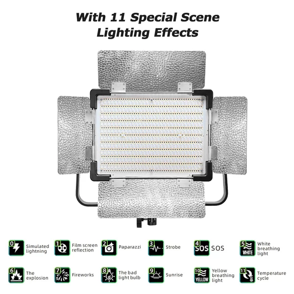 YONGNUO YNPAD100 LED videolámpa, 100 W-os fényképező kitöltő fénypanel - 2700K-8500K kétszínű, szabályozható 11 jelenet