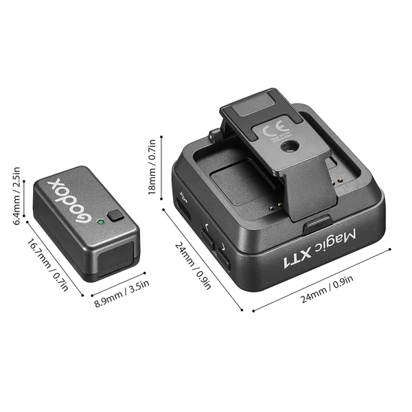 Godox Magic XT1 egy-trigger-két 2,4G vezeték nélküli mikrofonrendszer, mágneses csíptetős mikrofonok