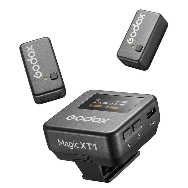 Godox Magic XT1 egy-trigger-két 2,4G vezeték nélküli mikrofonrendszer, mágneses csíptetős mikrofonok