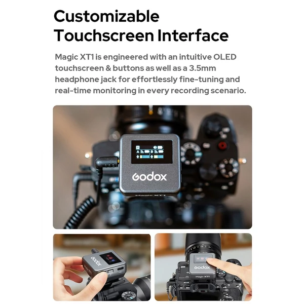 Godox Magic XT1 egy-trigger-két 2,4G vezeték nélküli mikrofonrendszer, mágneses csíptetős mikrofonok