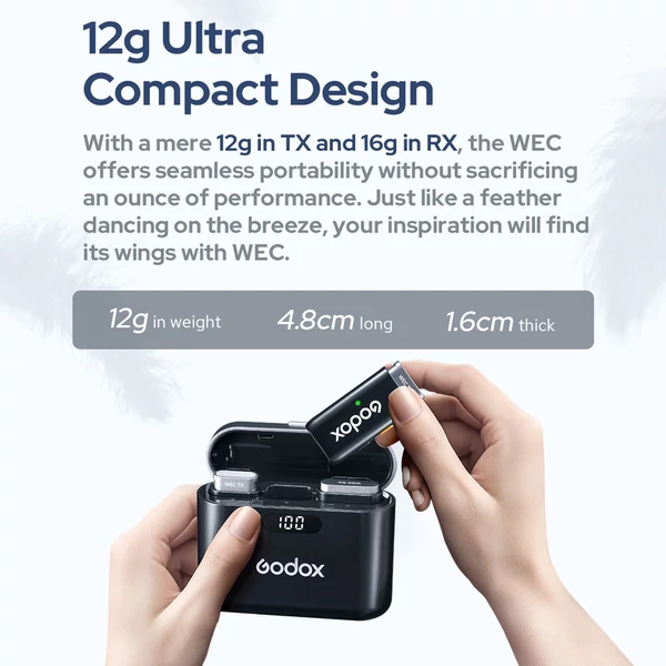 Godox WEC Kit2 egy-trigger-két 2,4G vezeték nélküli mikrofonrendszer csíptetős mikrofonok - Töltőtokkal