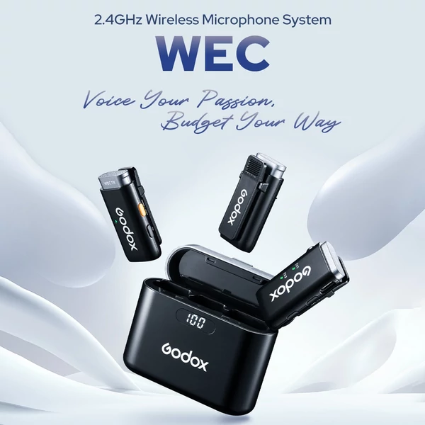 Godox WEC Kit2 egy-trigger-két 2,4G vezeték nélküli mikrofonrendszer csíptetős mikrofonok - Töltőtokkal