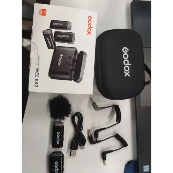 Godox WEC Kit2 egy-trigger-két 2,4G vezeték nélküli mikrofonrendszer csíptetős mikrofonok - töltőtok nélkül