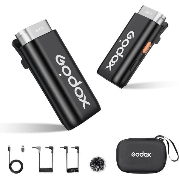 Godox WEC Kit2 egy-trigger-két 2,4G vezeték nélküli mikrofonrendszer csíptetős mikrofonok - töltőtok nélkül