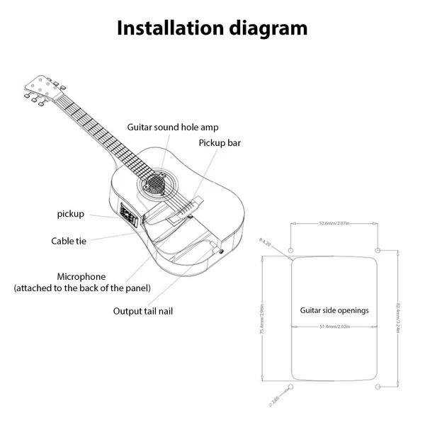 GT-8 Sound Hunter gitár hangszedő, fából, 8 W-os hangszóró gitár lyuk hangszedővel