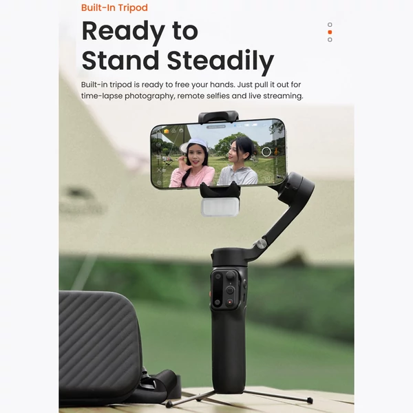 hohem iSteady X3 bővíthető 3 tengelyes okostelefonos karmantyú stabilizátor, összecsukható telefon vlog gimbal stabilizátor - Fekete