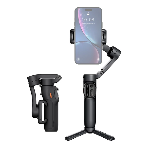 hohem iSteady X3 SE hordozható 3 tengelyes okostelefonos karimbal stabilizátor, összecsukható telefon vlog gimbal stabilizátor - Fekete