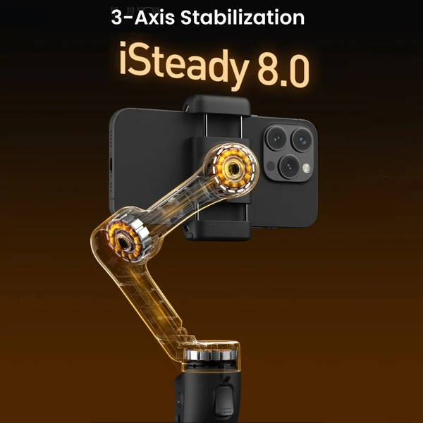 hohem iSteady X3 SE hordozható 3 tengelyes okostelefonos karimbal stabilizátor, összecsukható telefon vlog gimbal stabilizátor - Fekete