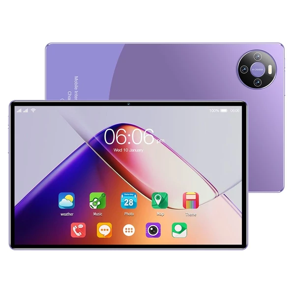 E60 Pro Android 13 táblagép, 10,1 hüvelykes nagy tisztaságú képernyő, 8 GB+128 GB - Lila