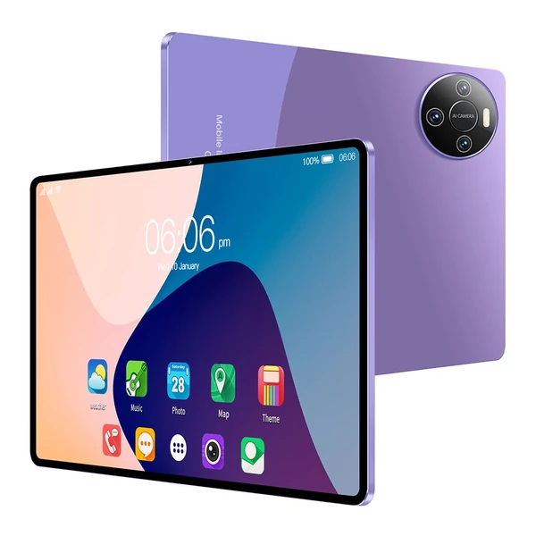 E60 Pro Android 13 táblagép, 10,1 hüvelykes nagy tisztaságú képernyő, 8 GB+128 GB - Lila