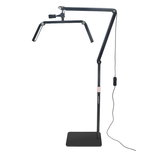 Andoer HD-M18X 36W padló LED videolámpa, összecsukható LED töltőlámpa, Szépség állóhold lámpa - Fekete