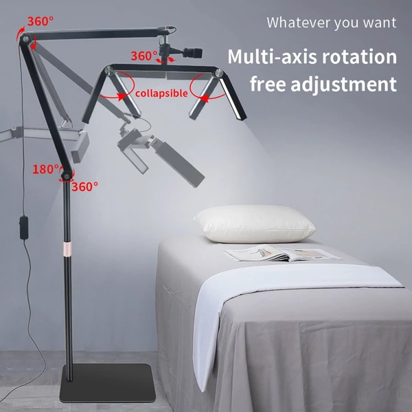 Andoer HD-M18X 36W padló LED videolámpa, összecsukható LED töltőlámpa, Szépség állóhold lámpa - Fekete