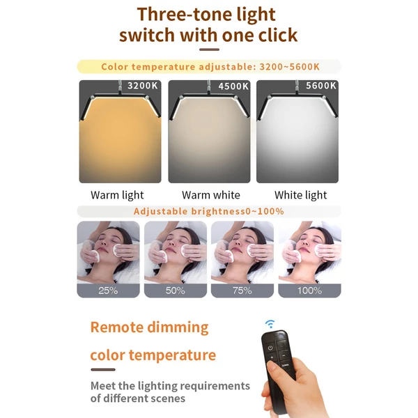 Andoer HD-M18X 36W padló LED videolámpa, összecsukható LED töltőlámpa, Szépség állóhold lámpa - Fekete