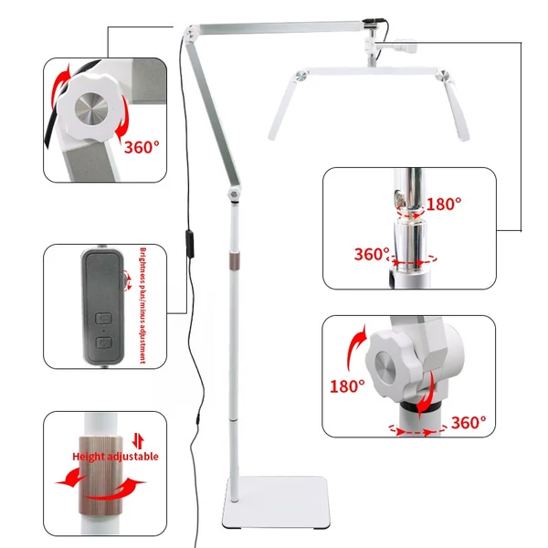 Andoer HD-M18X 36W padló LED videolámpa, összecsukható LED töltőlámpa, Szépség állóhold lámpa - Fekete