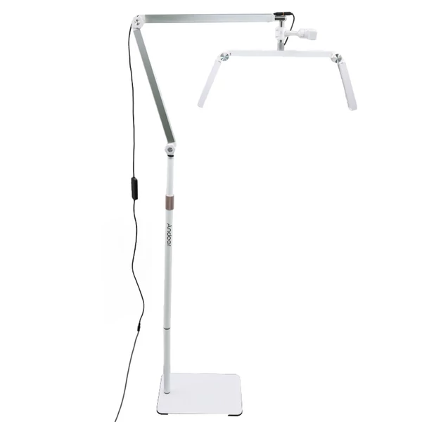 Andoer HD-M18X 36W padló LED videolámpa, összecsukható LED töltőlámpa, Szépség állóhold lámpa - Fehér