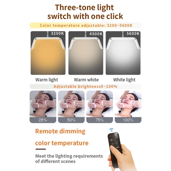Andoer HD-M18X 36W padló LED videolámpa, összecsukható LED töltőlámpa, Szépség állóhold lámpa - Fehér