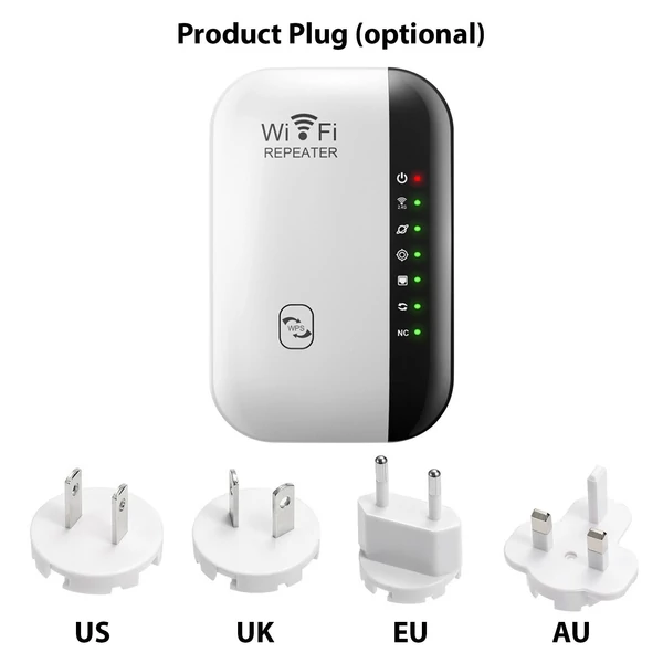 300M WiFi átjátszó, vezeték nélküli jelerősítő, 7 jelzőlámpa WiFi hatótávolság-bővítő Ethernet porttal - Fehér