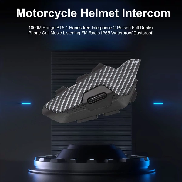 Hysnox H9 motoros sisak, 1000 méteres intercom hatótáv, BT5.1 kihangosító interfon - Karbon, 1 db