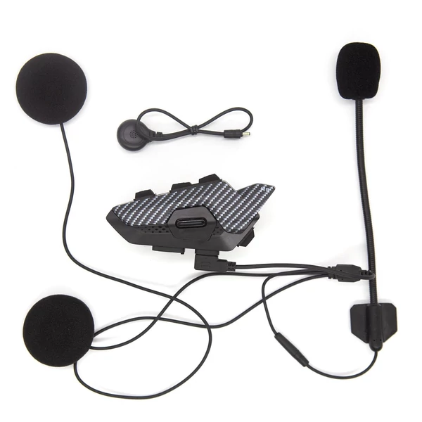 Hysnox H9 motoros sisak, 1000 méteres intercom hatótáv, BT5.1 kihangosító interfon - Karbon, 1 db