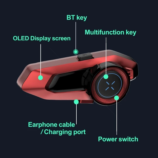 Hysnox H10 motoros sisak headset, 10 fős csoport - Piros