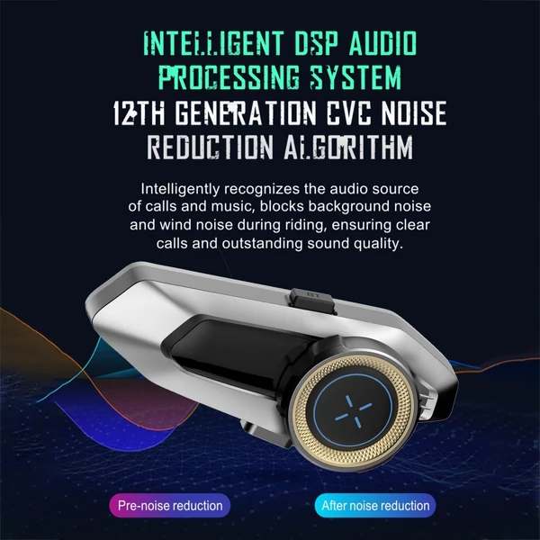 Hysnox H10 motoros sisak headset, 10 fős csoport - Ezüst