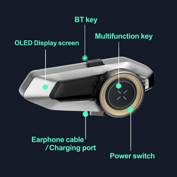 Hysnox H10 motoros sisak headset, 10 fős csoport - Ezüst