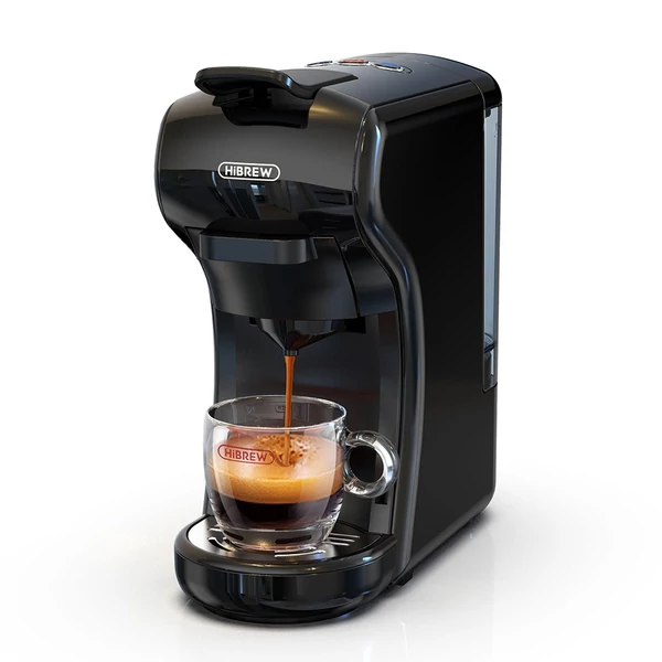HiBREW H1A 19 bar nyomású eszpresszó kávéfőző 4 az 1-ben, Dolce Gusto kompatibilis, hideg-meleg rendszer, 2 csészeméret - Fekete