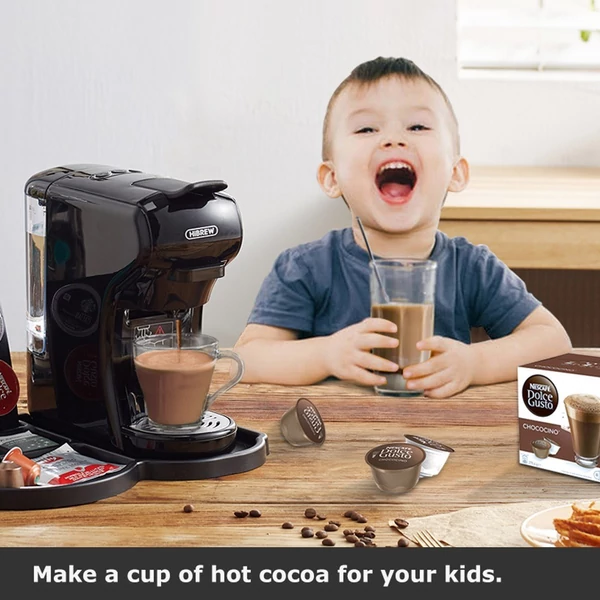 HiBREW H1A 19 bar nyomású eszpresszó kávéfőző 4 az 1-ben, Dolce Gusto kompatibilis, hideg-meleg rendszer, 2 csészeméret - Fekete