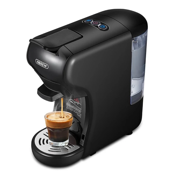 HiBREW H1A 19 bar nyomású eszpresszó kávéfőző 4 az 1-ben, Dolce Gusto kompatibilis, hideg-meleg rendszer, 2 csészeméret - Fekete