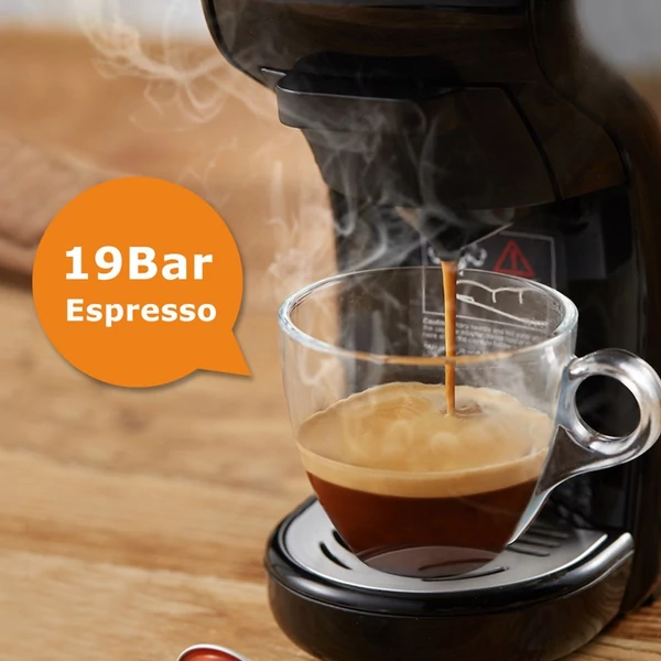 HiBREW H1A 19 bar nyomású eszpresszó kávéfőző 4 az 1-ben, Dolce Gusto kompatibilis, hideg-meleg rendszer, 2 csészeméret - Fekete
