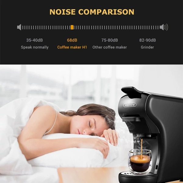 HiBREW H1A 19 bar nyomású eszpresszó kávéfőző 4 az 1-ben, Dolce Gusto kompatibilis, hideg-meleg rendszer, 2 csészeméret - Fekete