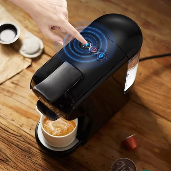 HiBREW H1A 19 bar nyomású eszpresszó kávéfőző 4 az 1-ben, Dolce Gusto kompatibilis, hideg-meleg rendszer, 2 csészeméret - Fekete